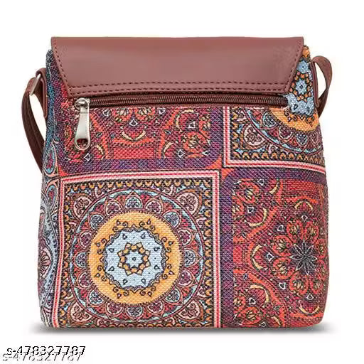 Zouk Multicolor Mandala Print Flap Sling Bag