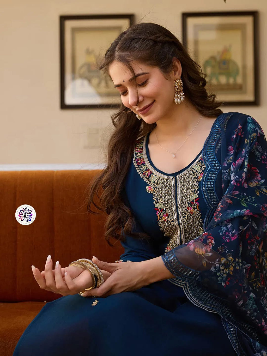 Viscose Chanderi Hand Work Kurti Bottom With Dupatta