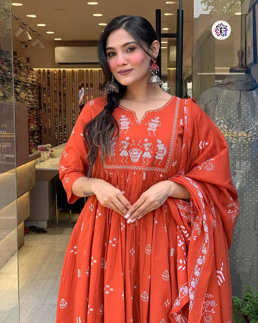 Cotton Embroidery Kurti Bottom With Dupatta