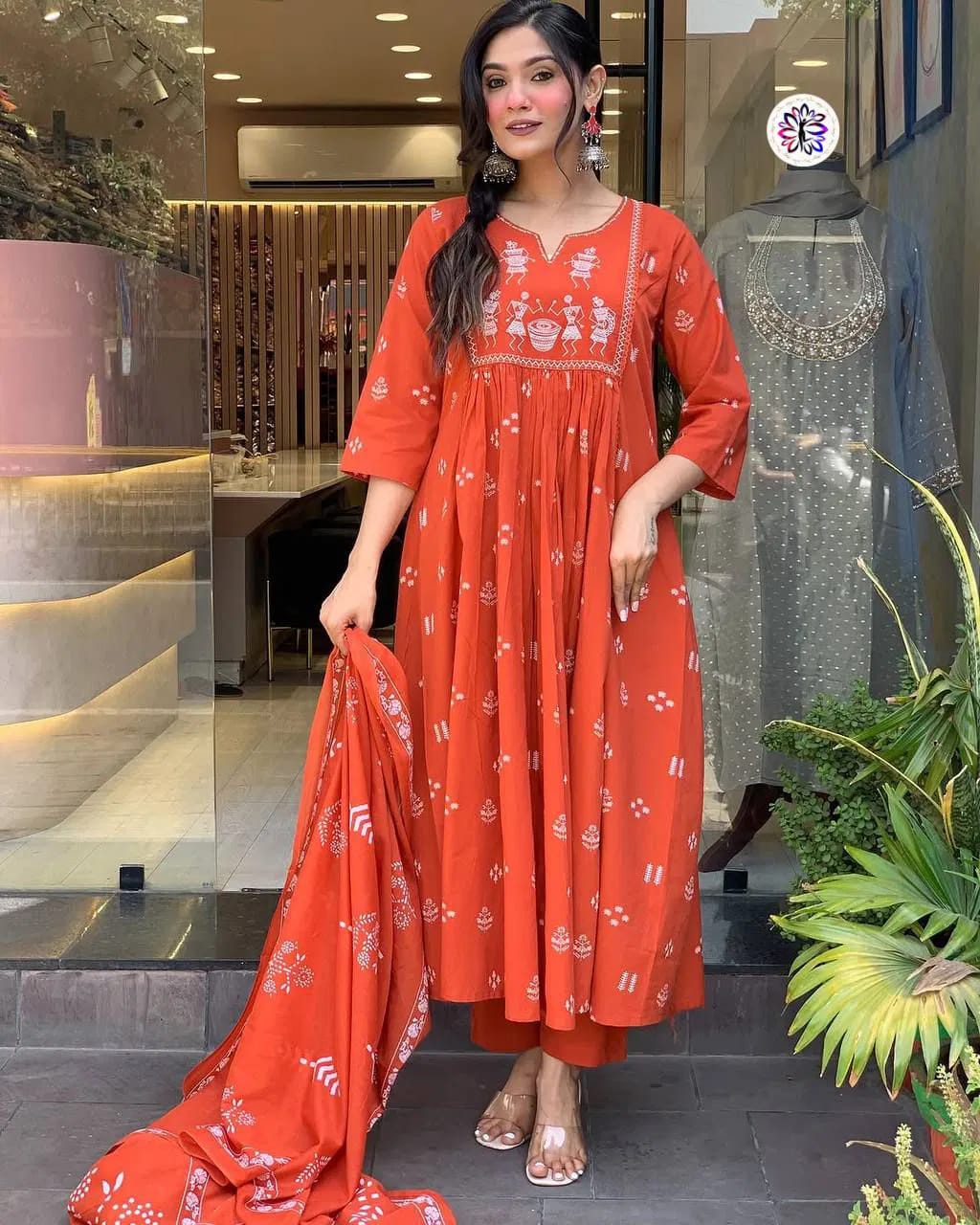 Cotton Embroidery Kurti Bottom With Dupatta