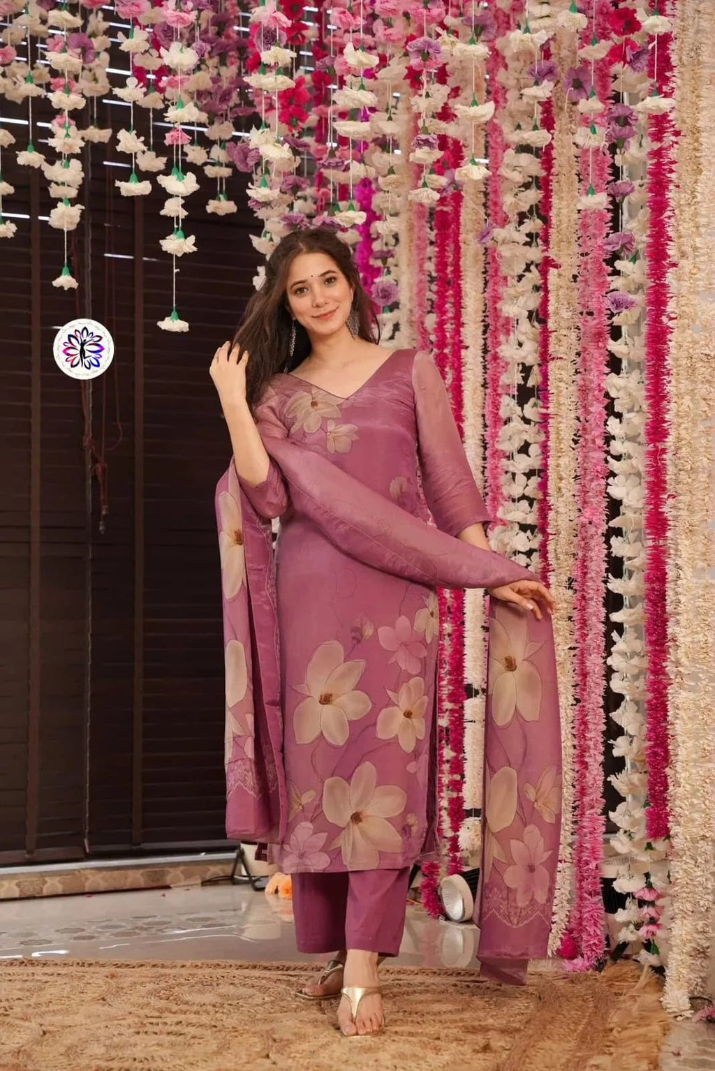 Zarna Silk Printed Kurti Bottom With Dupatta