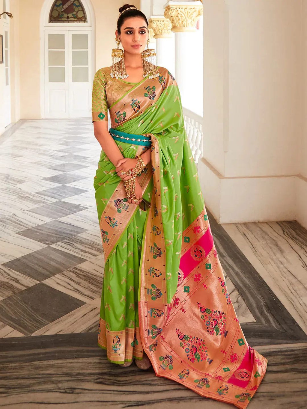 Love Bird Paithani Soft Pethani Silk Zari Weaving Saree