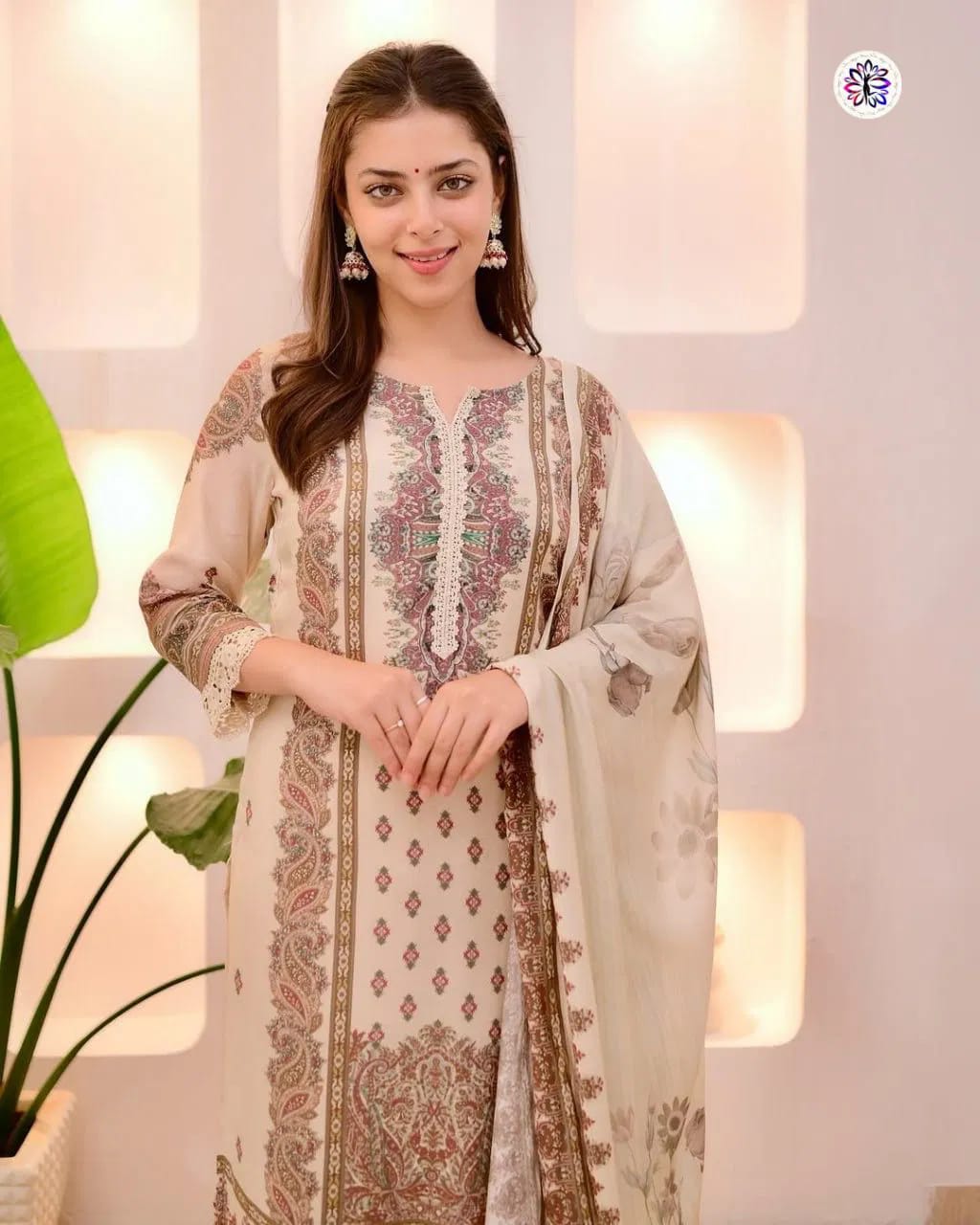 Muslin Cotton Digital Printed Kurti Bottom With Dupatta