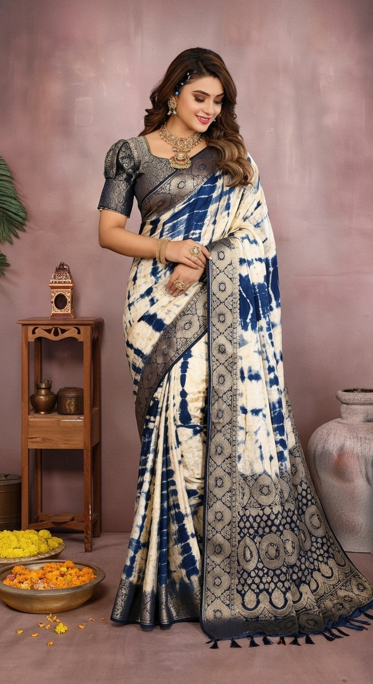 Simran Satin Silk Sibori Printed Saree