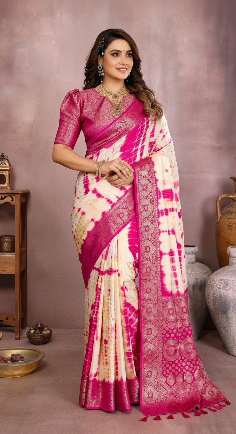 Simran Satin Silk Sibori Printed Saree