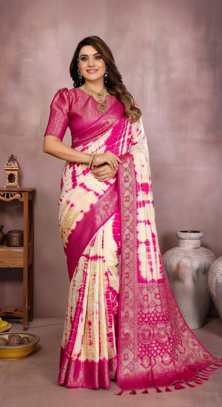 Simran Satin Silk Sibori Printed Saree